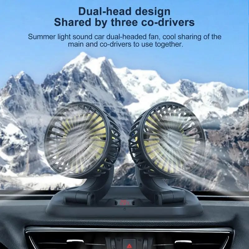 12v Car Dashboard cooling fan, dual head fan 360 degree rotation Fan for Cars