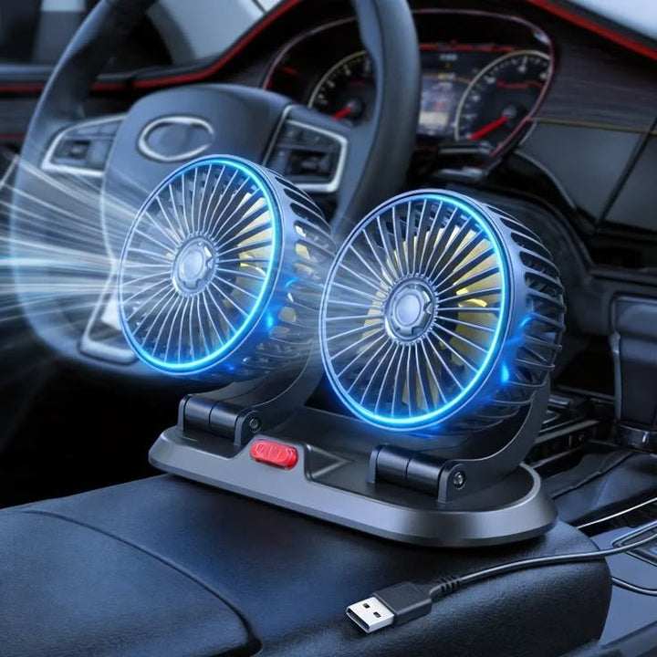 12v Car Dashboard cooling fan, dual head fan 360 degree rotation Fan for Cars