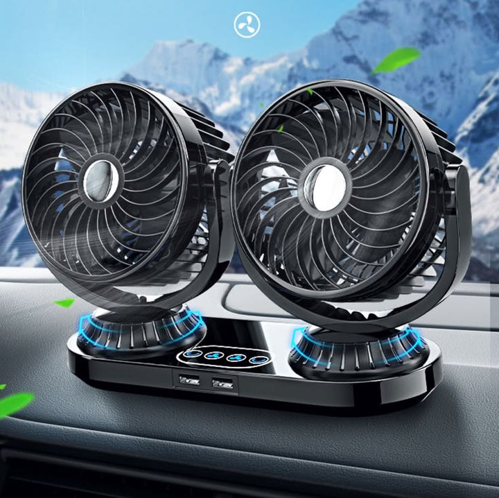 12v Car Dashboard cooling fan, dual head fan 360 degree rotation Fan for Cars