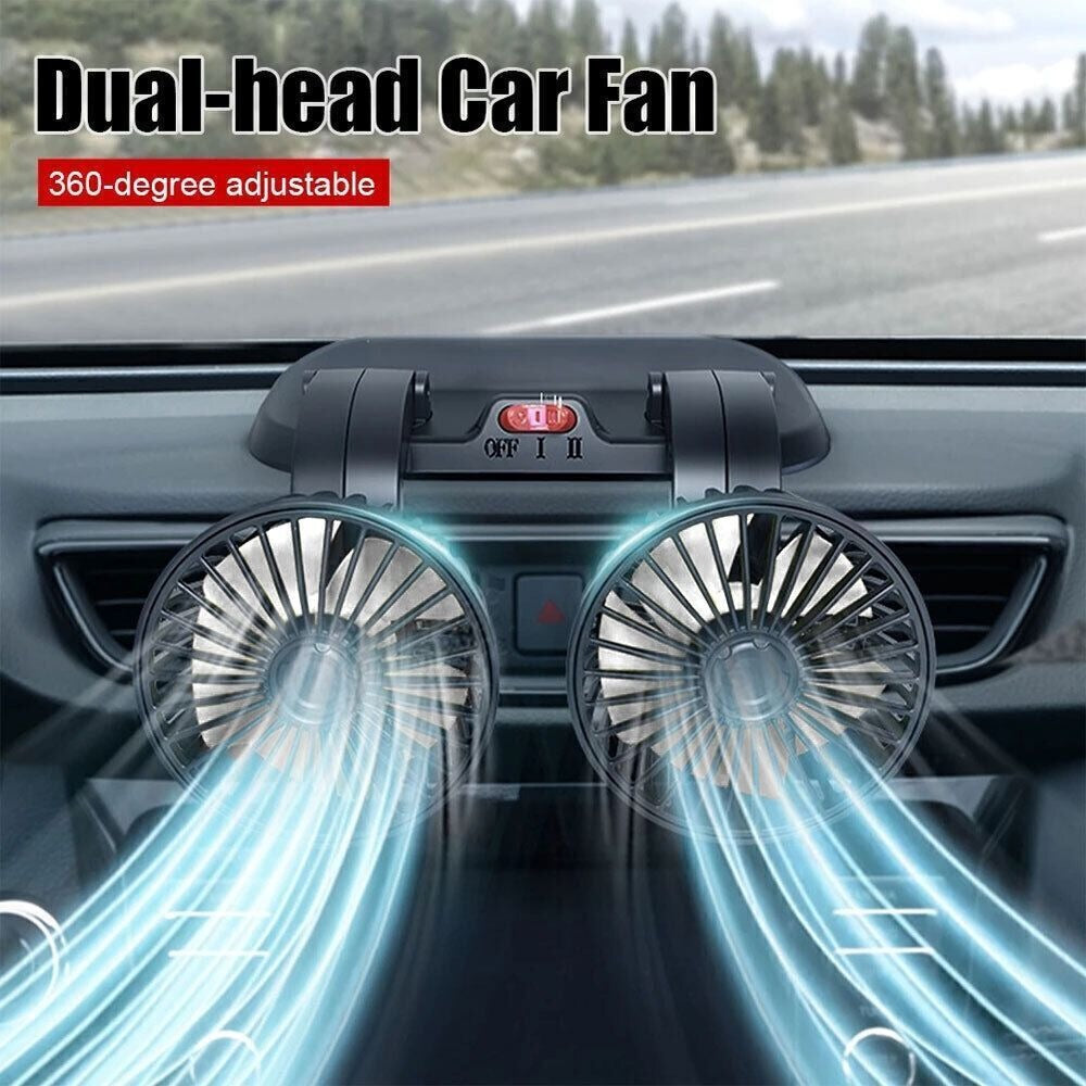 12v Car Dashboard cooling fan, dual head fan 360 degree rotation Fan for Cars